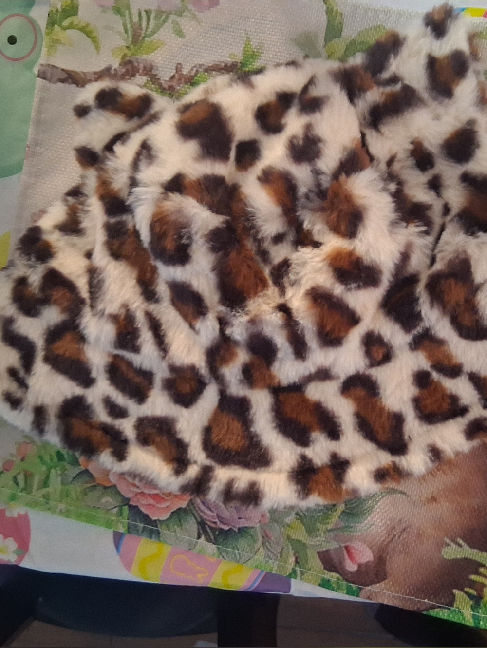 Faux Fur Leopard Print Bucket Hat - Brown & Black Spots
